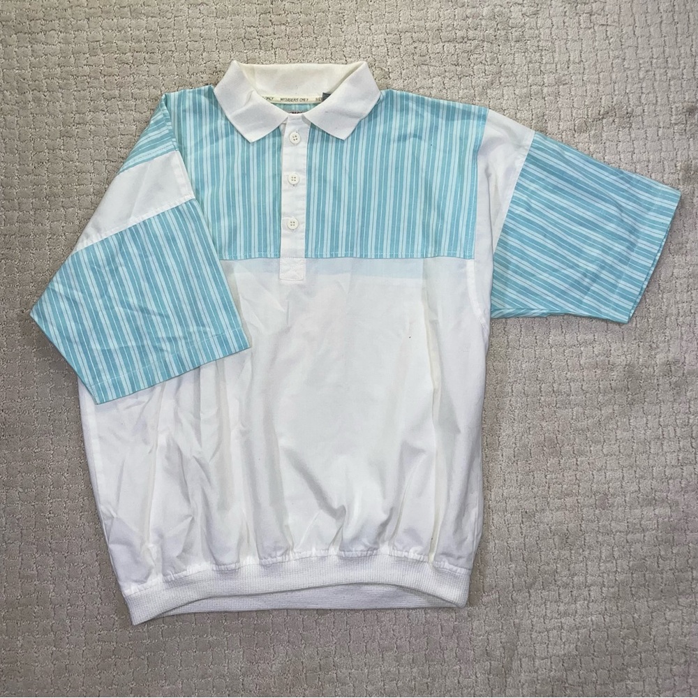 Vintage 80’s Members Only Men's Light Blue Pullover 1/2 Button Up Casual Shirt M